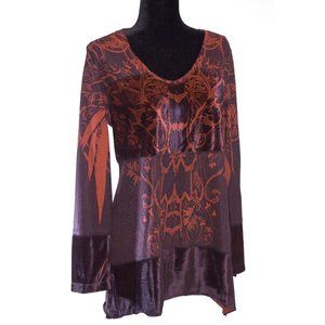 Style & Co Boho Velvet/Stretch Knit Tunic Dress/Top Size L - Long Sleeves